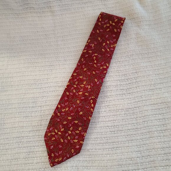Christian Dior Monsieur Floral Red Tie 100% Printed Polyester Made In USA - Picture 6 of 9